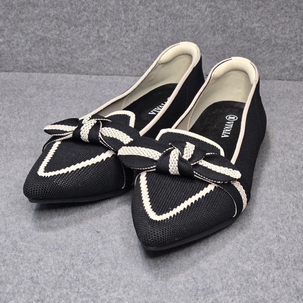VIVAIA Michelle 2.0 Pointed Toe Bow Loafers Women EU 39 / US 7.5 Black Cream